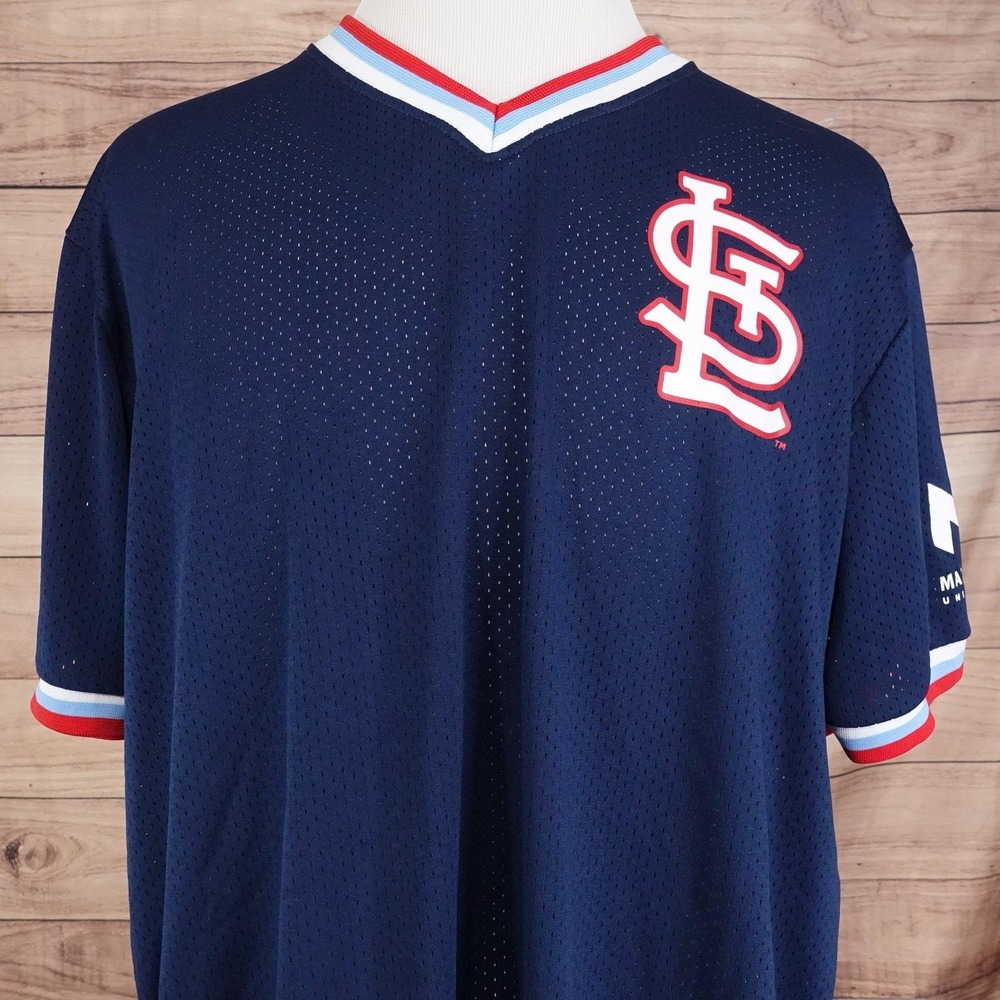 St. Louis Cardinals Jersey Mens XL Blue MLB Baseball Whitey Herzog Maryville SGA